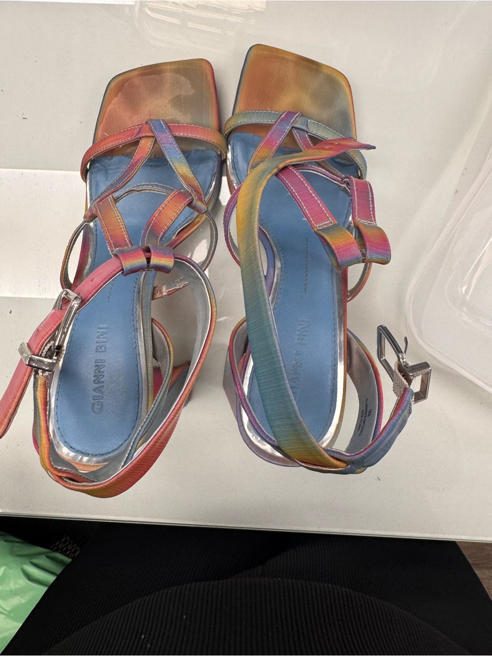 Gianni Bini Multicolor Rainbow Strappy Heels